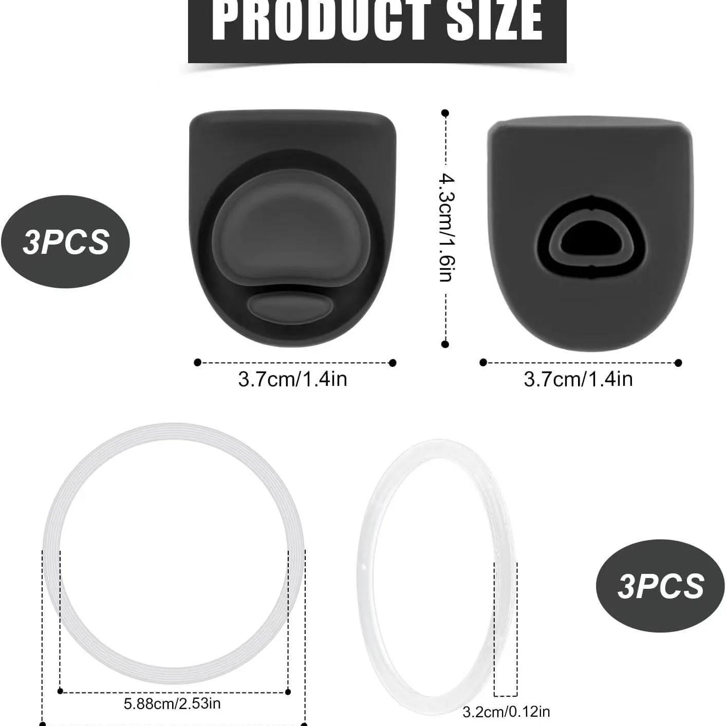 3pcs Bottle Seal Ring & 3pcs Replacement Stopper for Owala FreeSip 24oz 32oz, BPA-Free Silicone O Ring Water Bottle Top Lid Repl