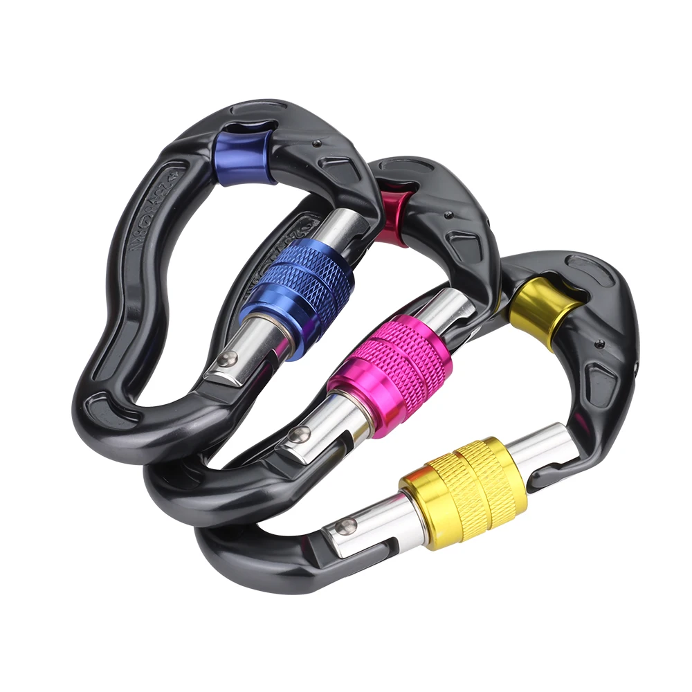 High Quality 25kN Outdoor Climbing Carabiner Anti-wear Rope Pulley Hook Fire Rescue Tactical Safety Main Lock Safety Hook