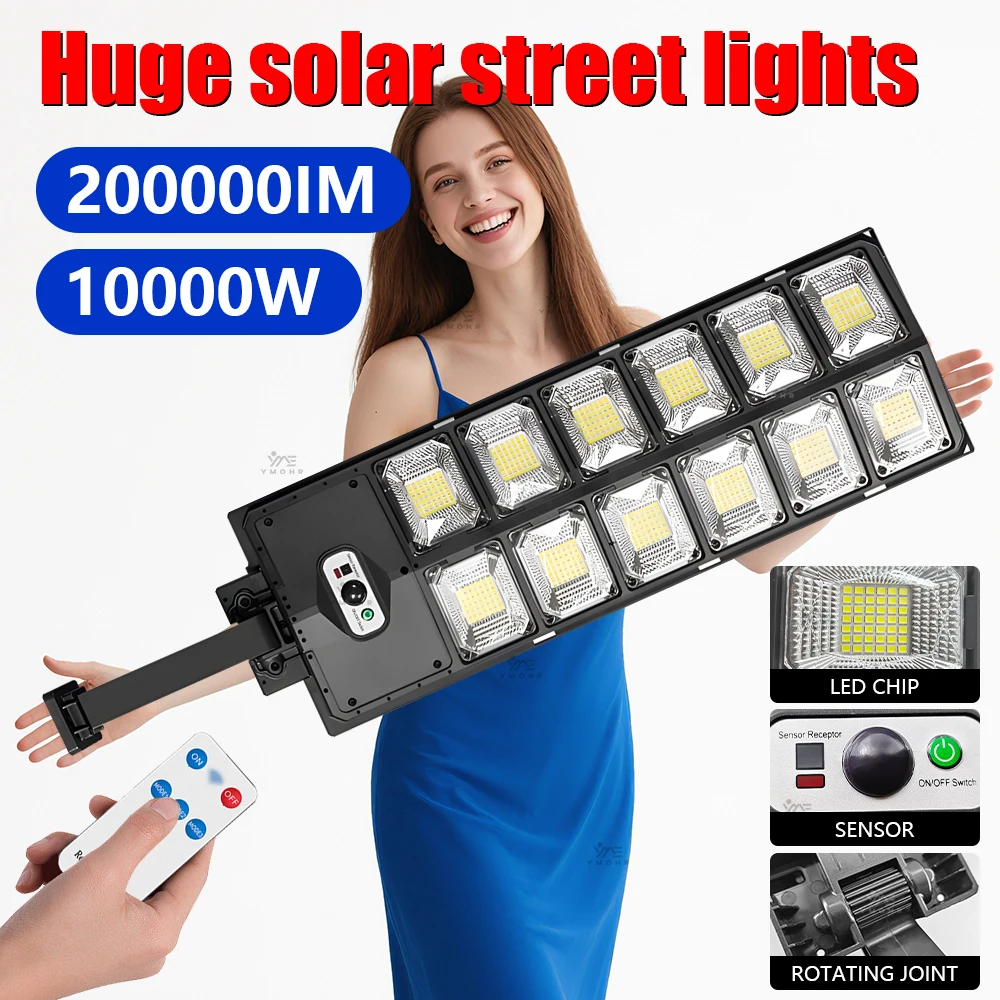 

Солнечный уличный прожектор 200000Lm с пультом дистанционного управления, светодиодный настенный светильник на солнечной батарее для водонепроницаемого наружного освещения, для дома и сада