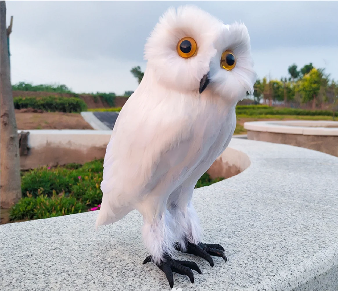 

white simulation foam&feathers cute owl model toy home decoration gift About 30cm