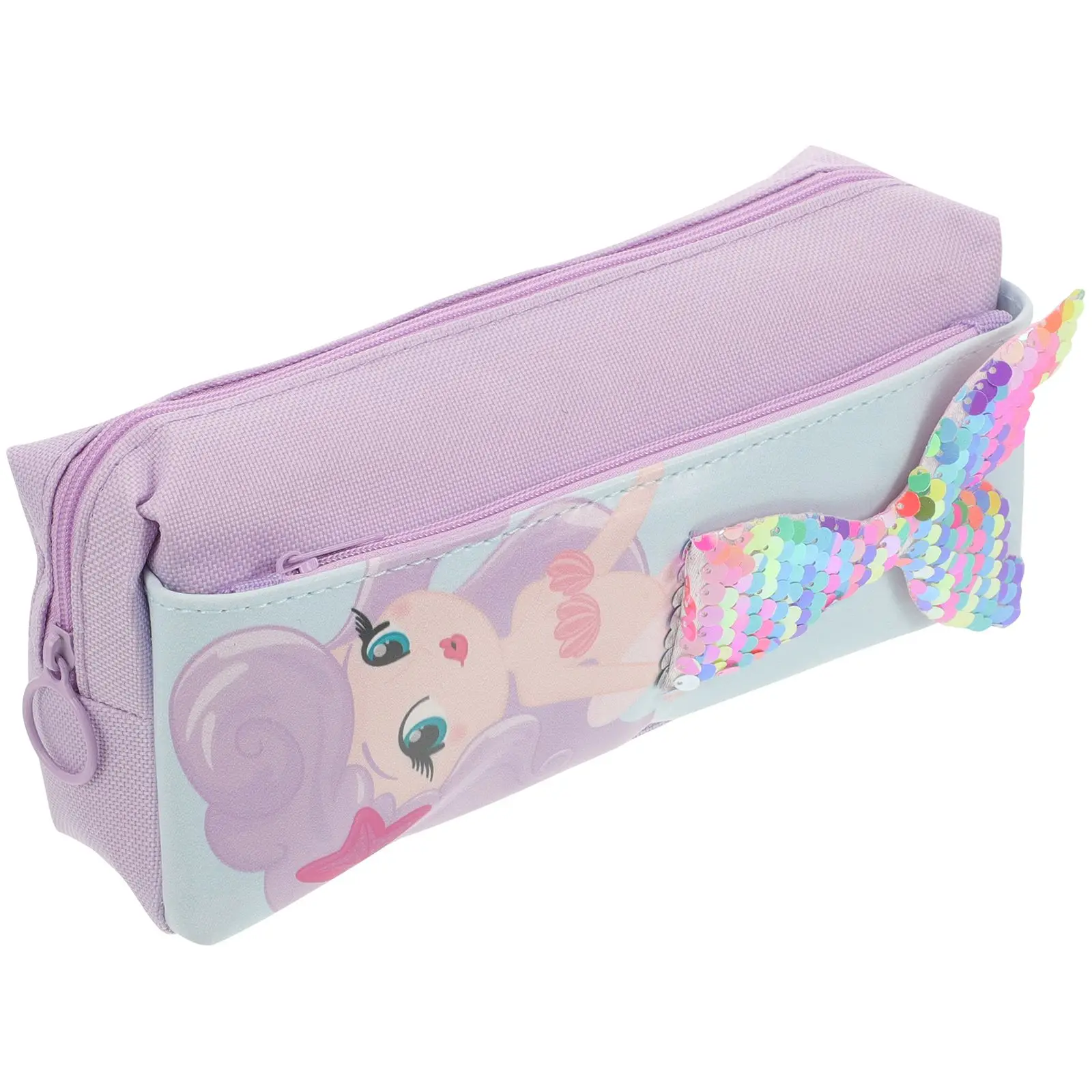 

Sequin Pencil Cute Mermaid Stationery Box Oxford Cloth Purple Slim Pencil Box Girl Pen Cases Double Layer Zipper
