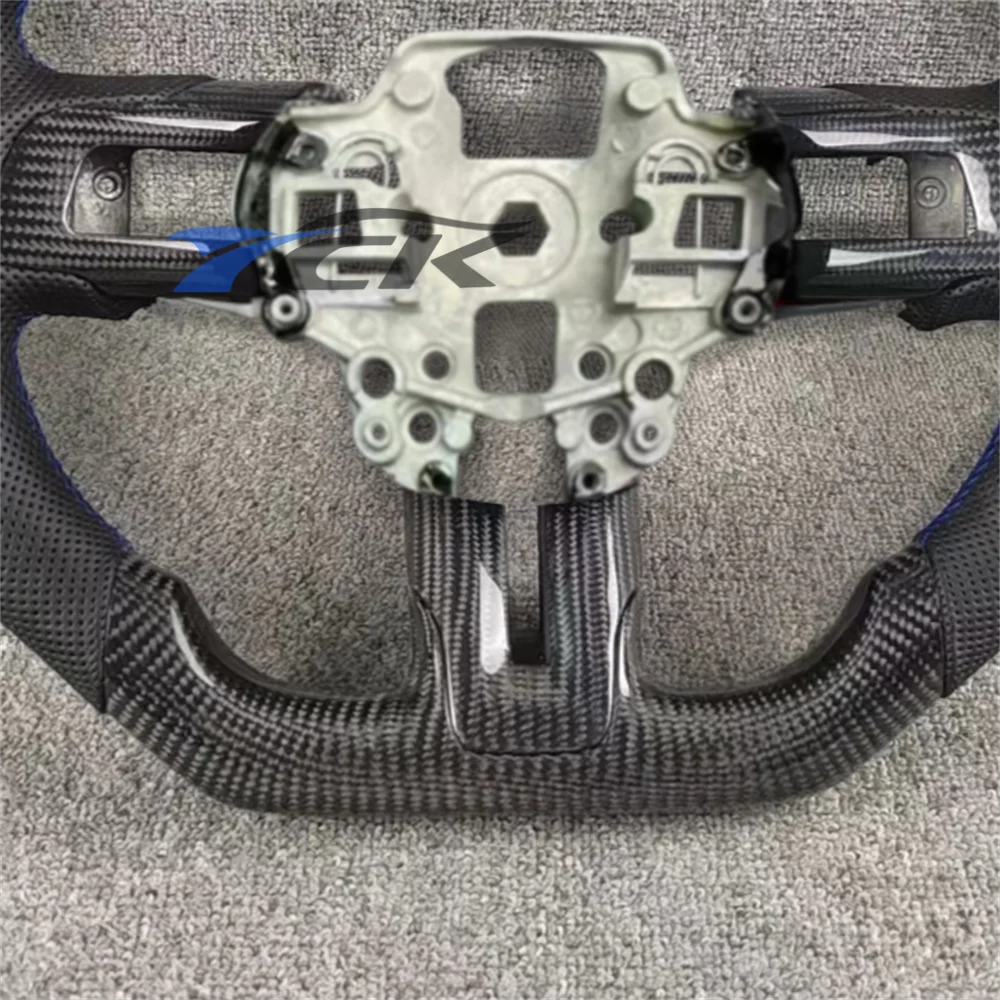 

Customized Carbon Fiber Black Perforated Leather Steering Wheel for 2018 2019 2020 Ford Mustang car accessories