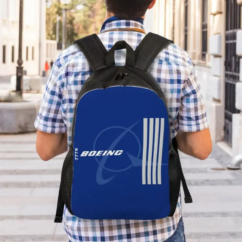 Customized Boeing 777X captain stripes backpacks women men basic bookbag for college school aviation aviator flight pilot bags