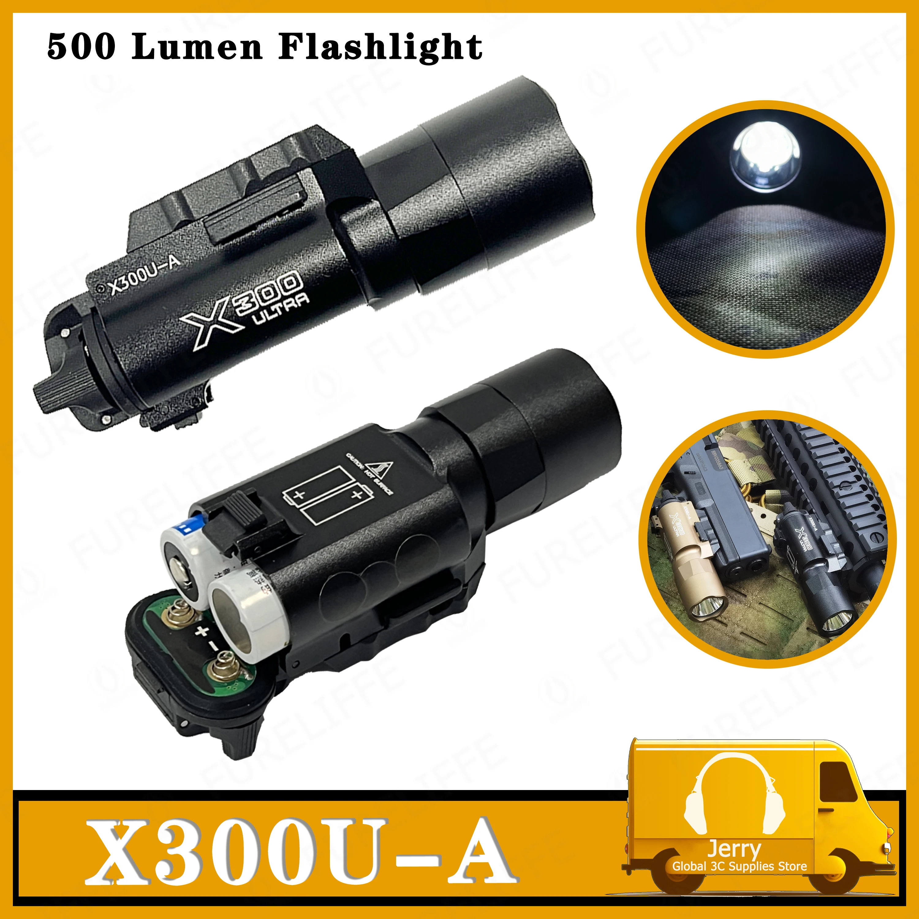 사냥, 야외 스포츠 및 기타 전술 손전등, X300U 전술 액세서리, 고성능 LED500 루멘