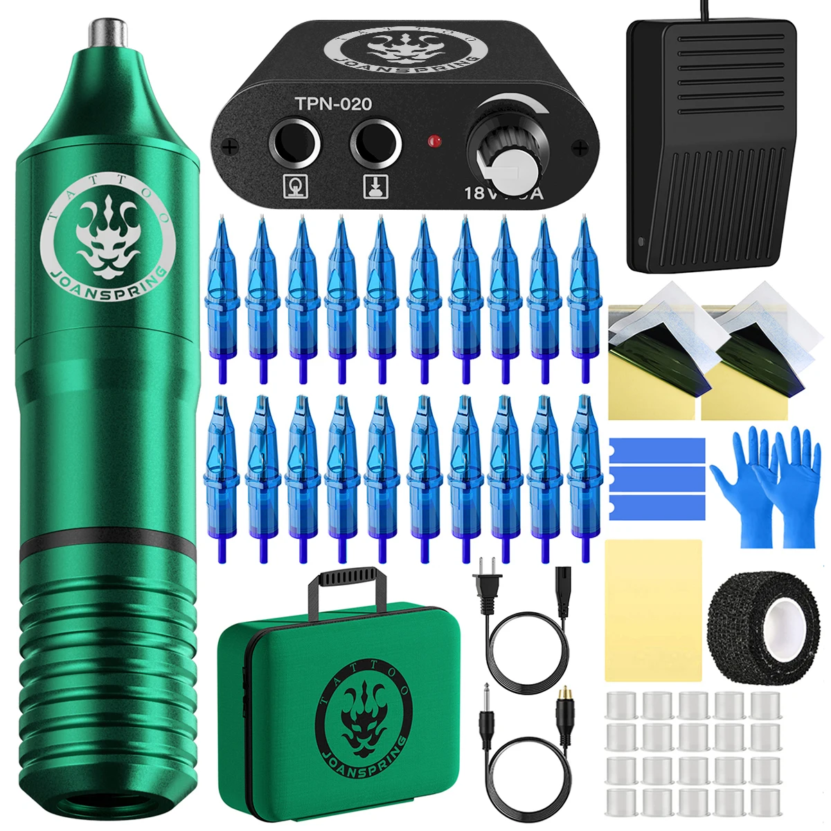 

Tattoo Beginner Tattoo Kit RCA Interface with 20 Rotating Tattoo Power Needles Permanent Makeup Tattoo Pen Set