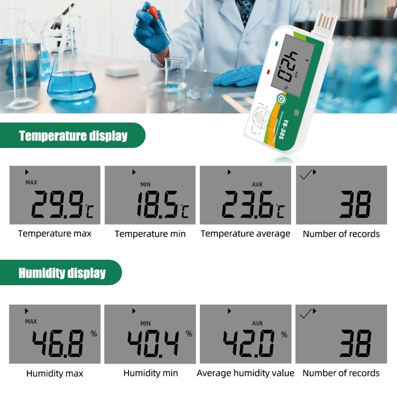 180 Days USB Temperature Data Recorder Disposable Data Logger PDF Report 35000 Point Datalogger For Cold Chain Transport