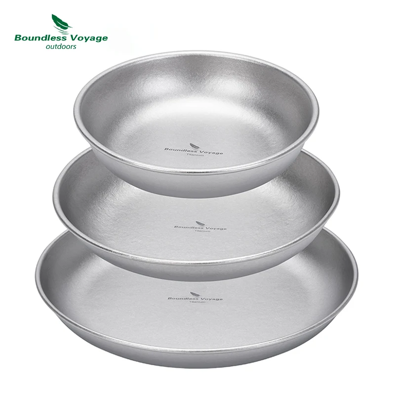 Prato de Camping Boundless Voyage em Titânio, Prato de Jantar Empilhável, Utensílios de Cozinha Reutilizáveis, Conjunto de 1/3, Lavável na Máquina de Lavar Louça