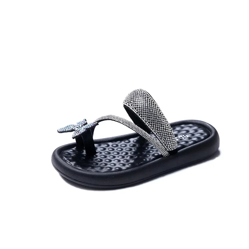 2025 Summer New Children Sandals for Girls Fashion Korean Style Soft Bottom Non-slip Princess Versatile Outside Beach Slippers