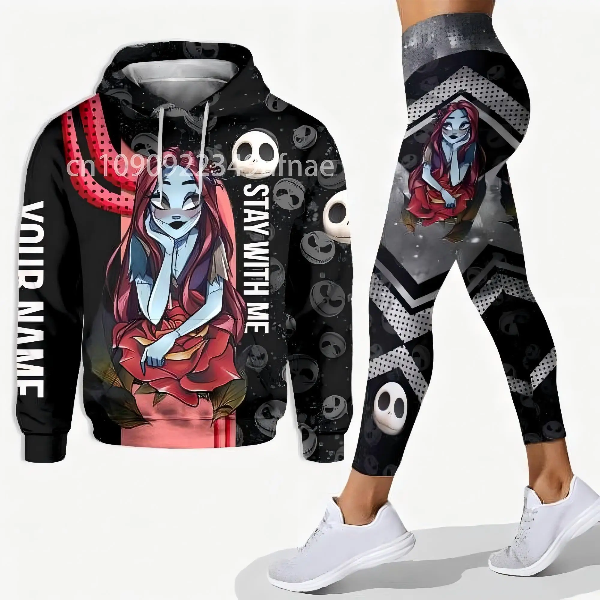 Personalized Disney Mickey Mouse Minnie 3D Women's Hoodie and Leggings Suit Minnie Yoga Pants Sweatpants Fashion Sports Suit Set