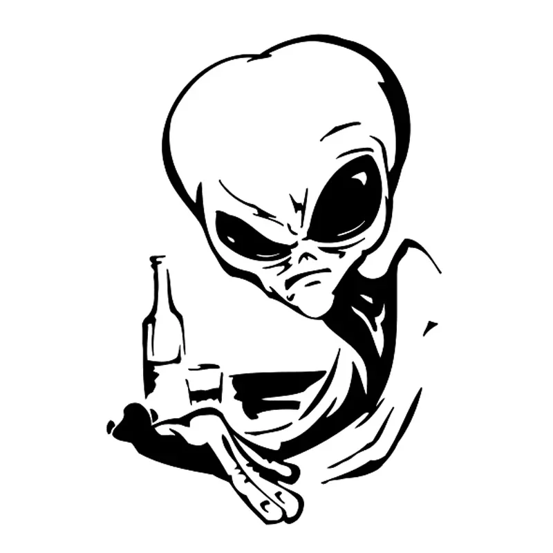 

Creative Alien Wine Car Sticker Fashion Car Window Decoration Decal Personality PVC Waterproof Decal Black/White, 18cm*12cm