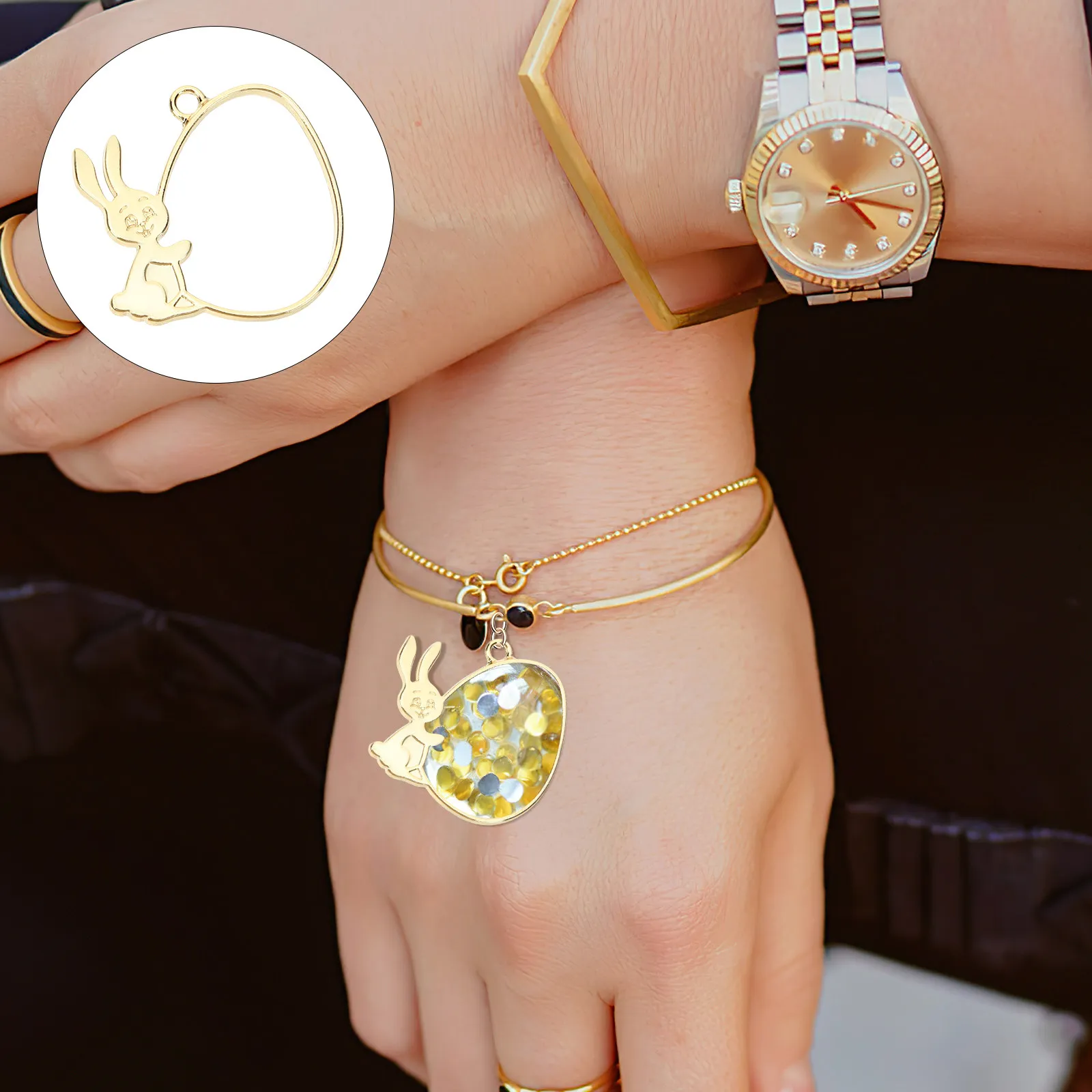

25Pcs Rabbit Shape Open Bezel Pendants for Resin Jewelry Making DIY Craft Supplies Metal Bezel Charms Necklace Bracelet Pendant