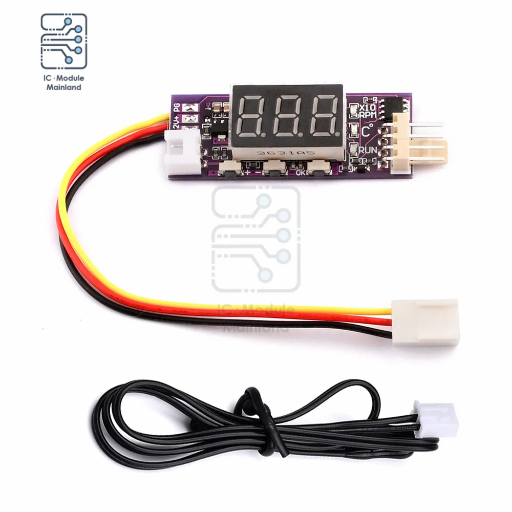 

DC12V Small Four-Wire PWM Fan Temperature Control Speed Controller Temperature Speed Digital Display Support 3A Fan Shutdown