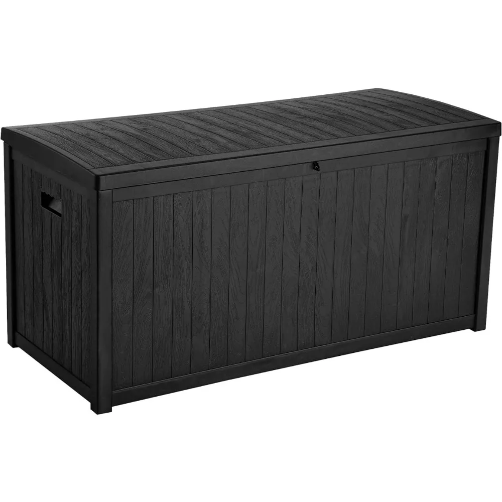 

Water-resistant Boxes for Storage Box Lockable (Black) Outdoor Storage Container 114 Gallon for Outdoor Pillows Large Deck Box