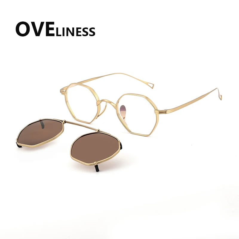 Pure titanium square Eyeglasses frame men Polarized Magnet Clip glasses frame sunglasses Eyewear spectacles