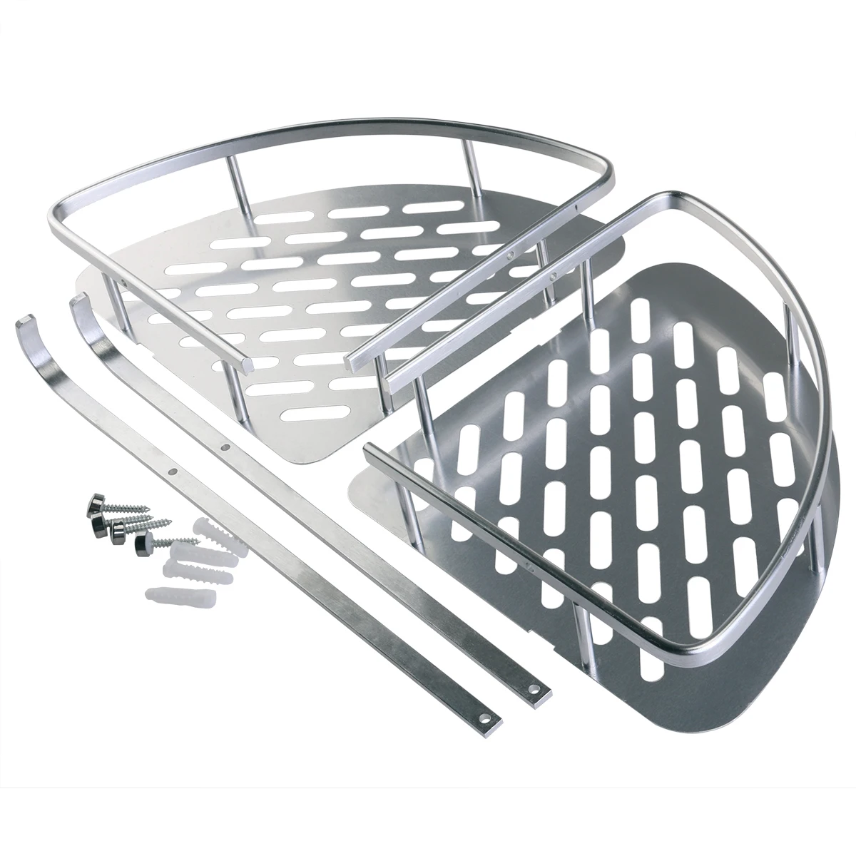 

Aluminum Bathroom 360x300mm Double Layer Bathroom Corner Rack Silver Storage Rack for Shampoo Soap Towel Corner Shower