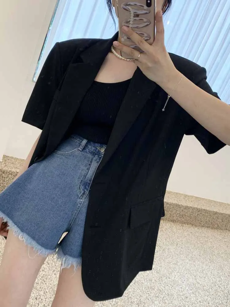 

Костюм Bla ort Sve Jaet, женский шикарный костюм бойфренда, свободный универсальный дизайн, верхняя одежда с воротником, топ