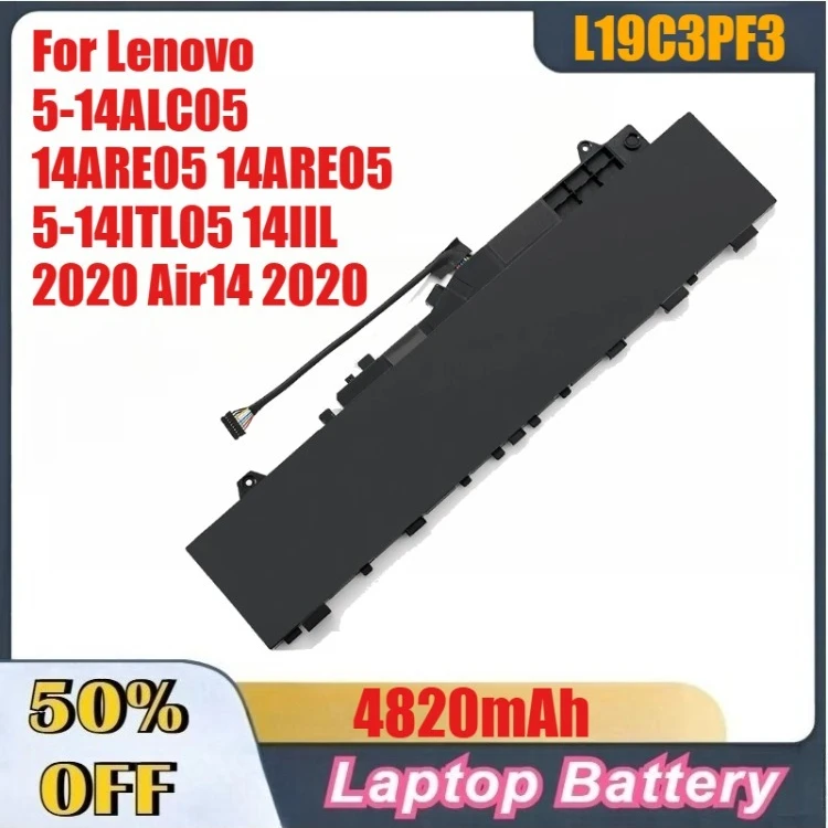 

Высококачественный аккумулятор для ноутбука L19C3PF3 L19L3PF7, 4820 мАч для Lenovo 5-14ALC05 14ARE05 14ARE05 5-14ITL05 14IIL 2020 Air14 2020