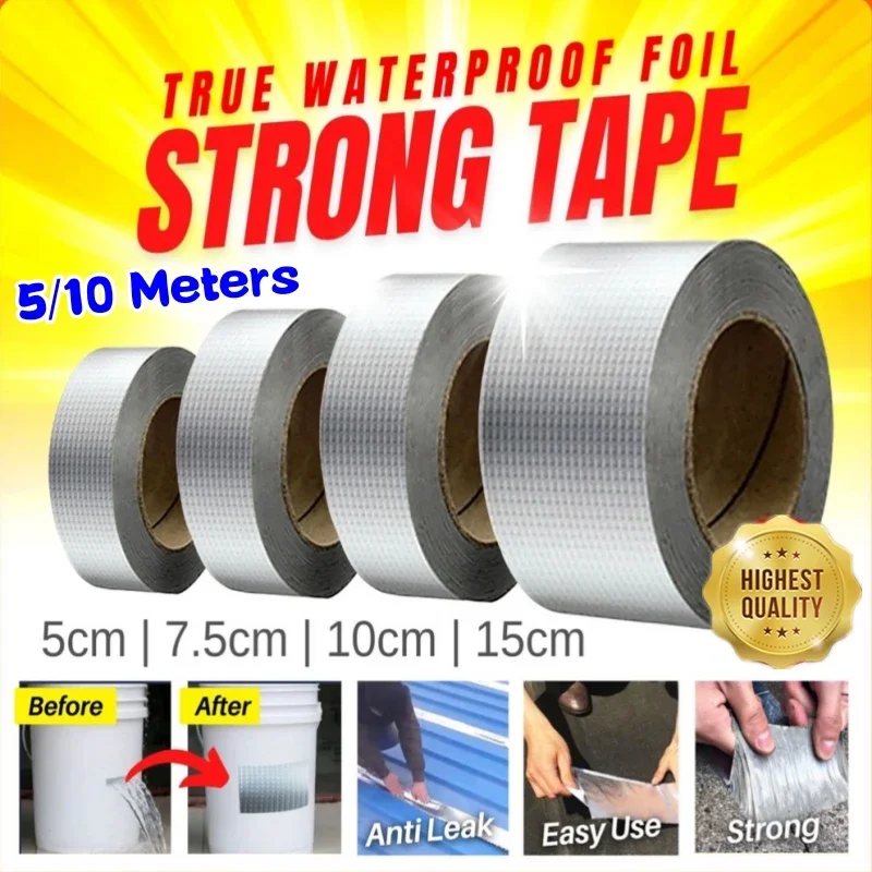 

Roof Leakproof Waterproof Tape Aluminium Foil Adhesive Tape Crack Repair Anti-Leakage Pipes Walls Leak Sticker Tapes