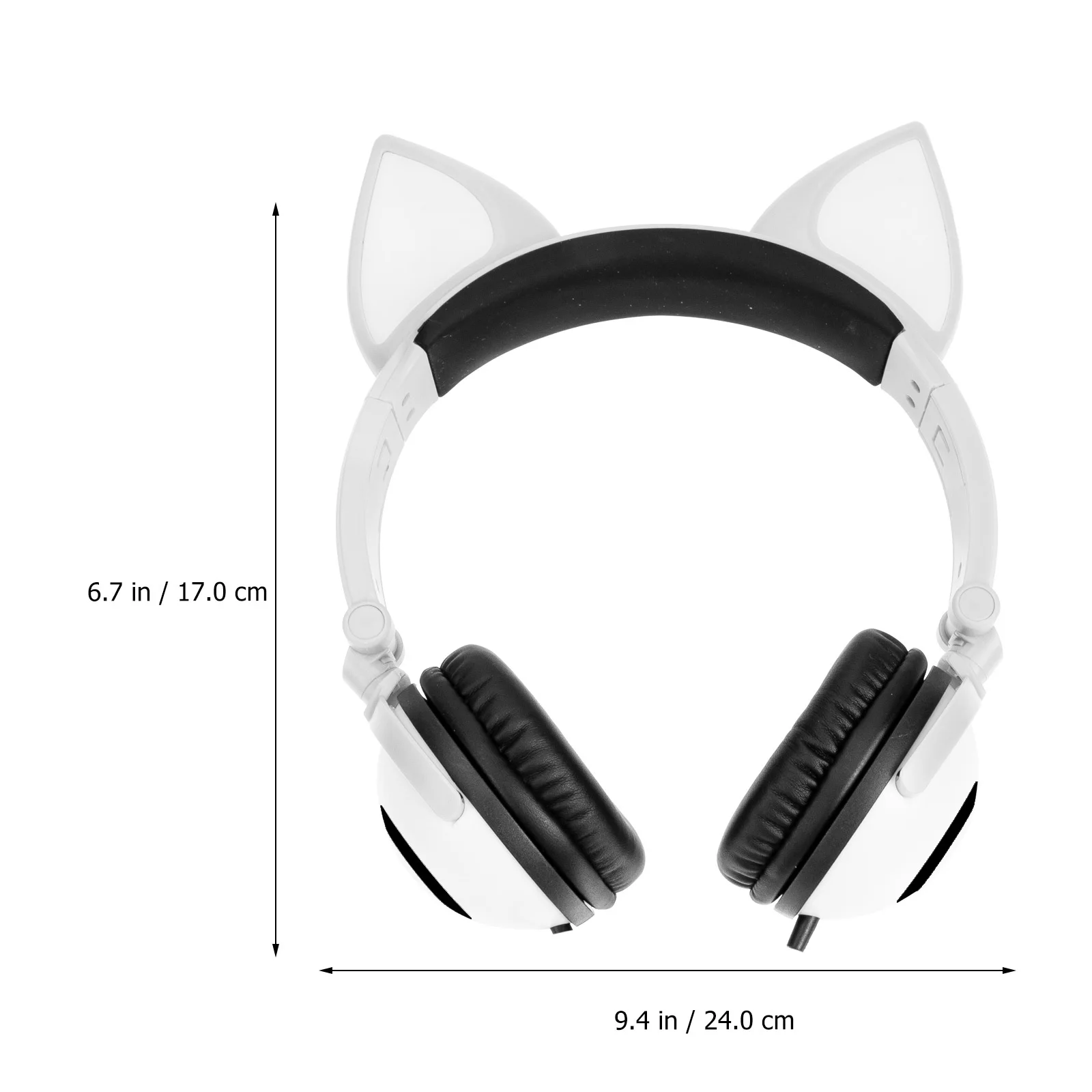 

Yardenfun Glowing Wired Cat Ear Headphones Stereo Noise Cancelling Over Ear Headset PVC White