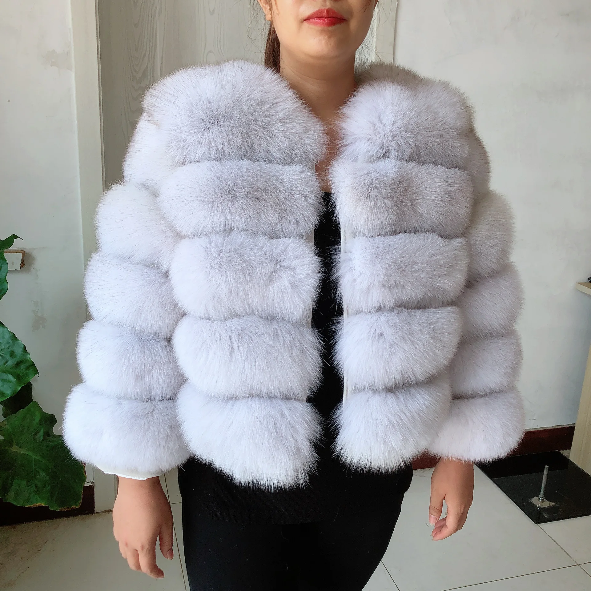 New Real Fox Fur Coat Women's Winter Warm 100% Natural Fur Jacket Short Raccoon Fur Coat Women's High Quality Hot Sale