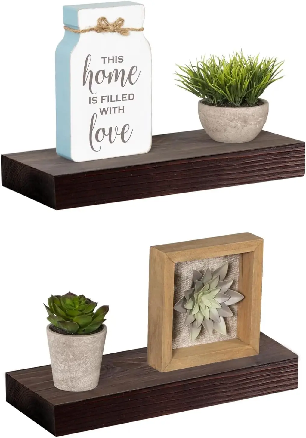 

Bradley 5" Deep Narrow Floating Shelves Set of 2 Handmade Wood Wall Shelves Rustic Shelves Wall-Mounted (Brown, 12 inch