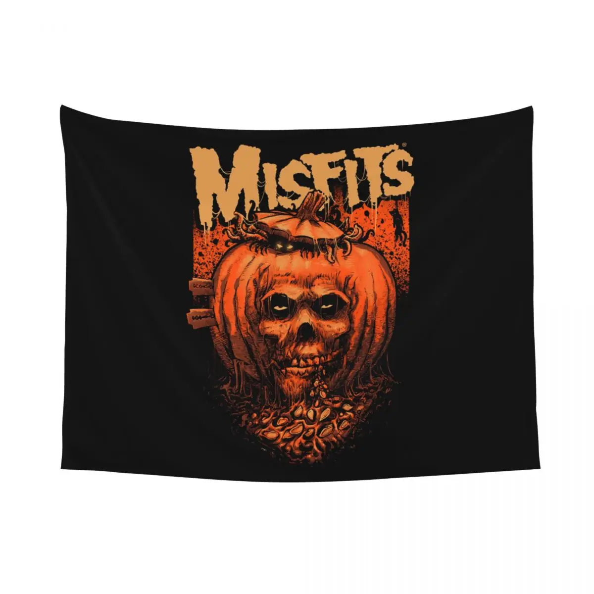 Custom Rock Punk Band Misfits Skull Face Hippie Tapestry for Living Room Bedding Decoration Heavy Metal Tapestries Home Decor