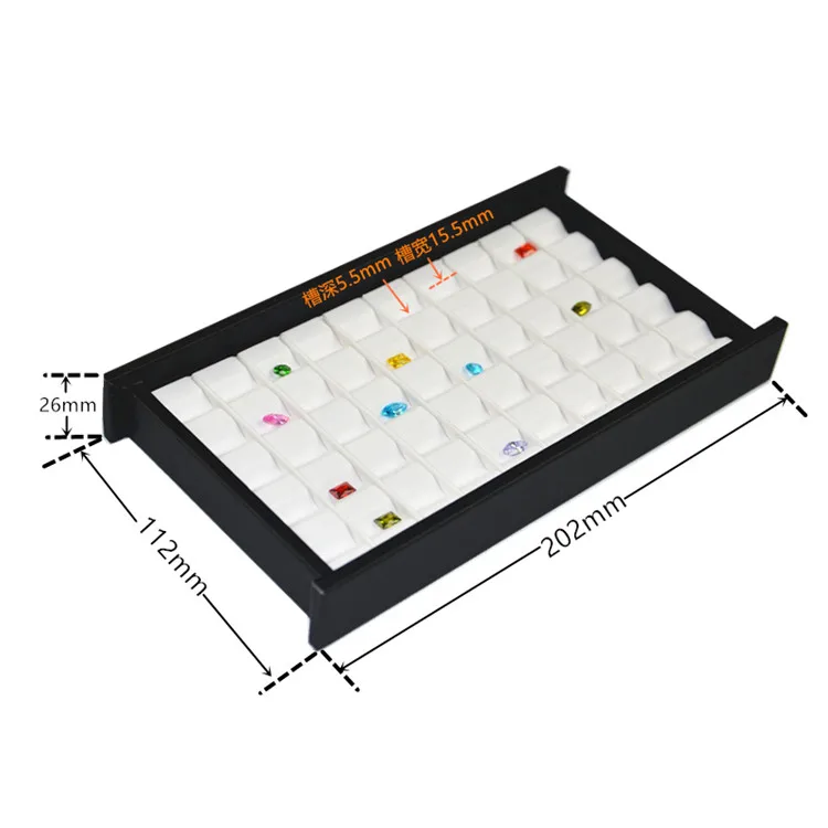 PU Leather Bare Stone Gemstone Jewelry Box Magnet Stone Storage Display Box Gem Display Counter Exhibition Lid V Groove Box