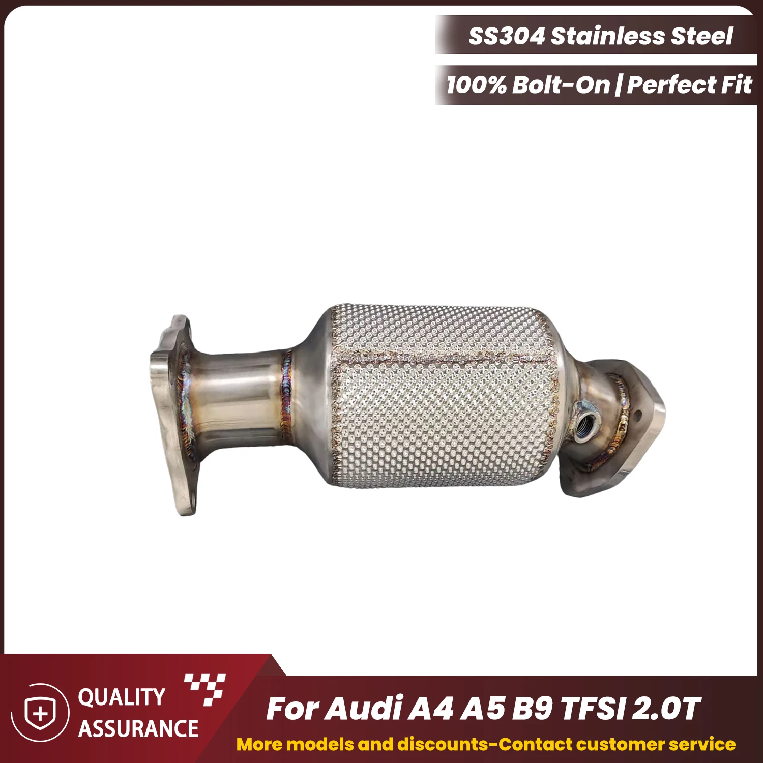 

ECCF Sports Downpipe With Heat Shield For Audi A4 A5 B9 TFSI 2.0T Aggressive Exhaust Sound High Flow Performance Upgrade