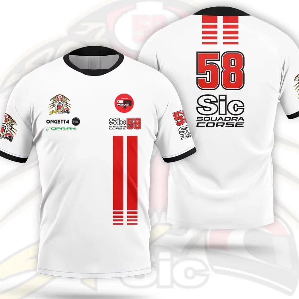 Marco Simoncelli Super Sic #58 MotoGP Racing Team Short Sleeve Parent Kids Motorcycle Fan Casual SportsT Shirts Family Matching