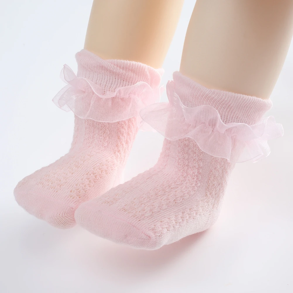 1 Pairs Baby Girls Kids Socks Lace Princess Mesh Children Ankle Short Breathable Cotton Toddler Sock For 0-5Years