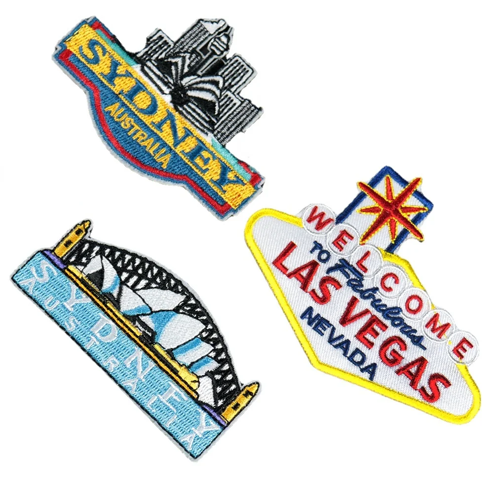 Las Vegas Nevada Sydney Opera House Patch for Jackets  Iron-on Embroidered Patch Applique Sewing Fabric Embellishments Finishes