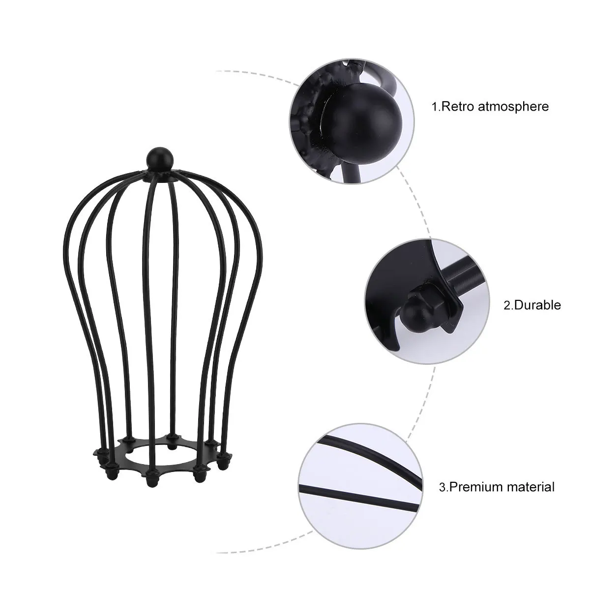 1 قطعة غطاء الثريا الأسود الرجعية خمر النمط الأمريكي سلك الحديد قوي غطاء خفيف ديكور المنزل الطرف #2