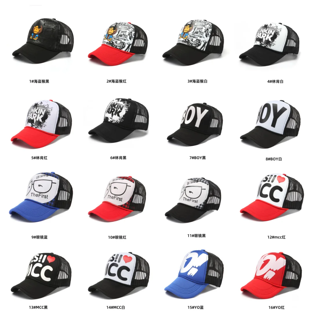 Spring Summer Mesh Baseball Caps New Design Cartoon Print Net Breathable Visor Hats New Fashion Cheap Wholesale