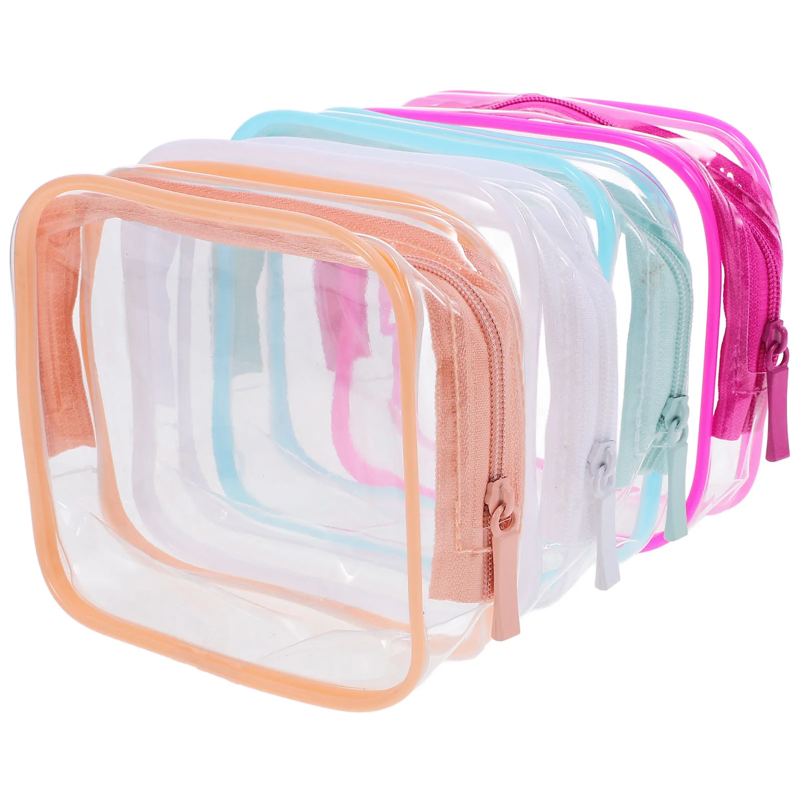 

4pcs Transparent Pvc Organizer Waterproof Travel Pouch Zipper Makeup Bag Toiletry Storage Portable Wash Bag Reusable