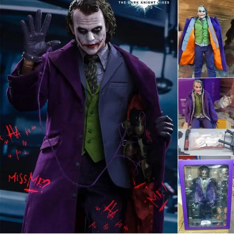 Hot Detective Comics The Dark Knight Anime Figurine Joker Mr.j Pudding 30cm Action Figure Movable Model Heath Ledger Toys Gift