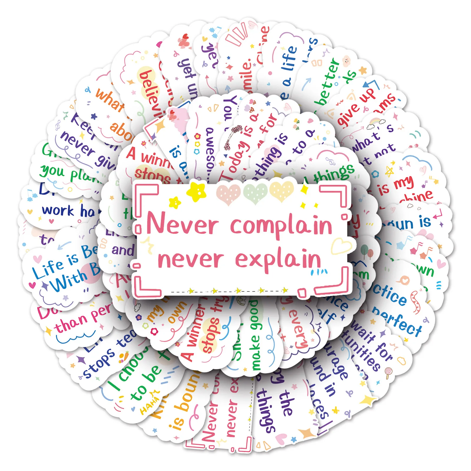 50PCS Inspirational Quote Stickers Motivational English Short Sentences DIY Decoration Notebook Waterproof Stickers Kids Toy