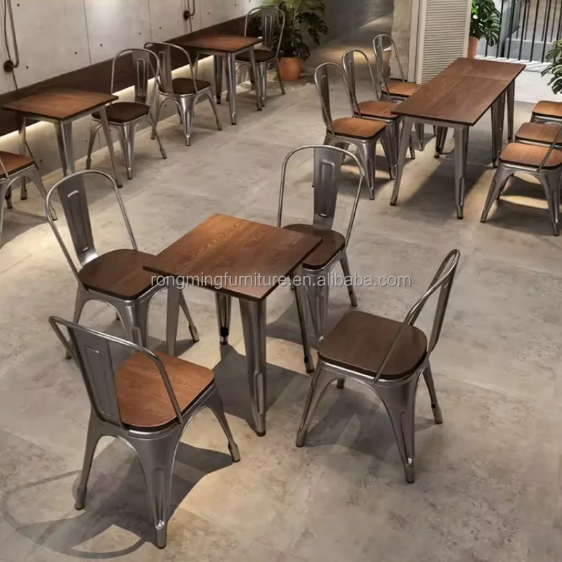 

Factory Iron Chair and Table Restaurant Hotel High Quality for Bar Stool and Table Set