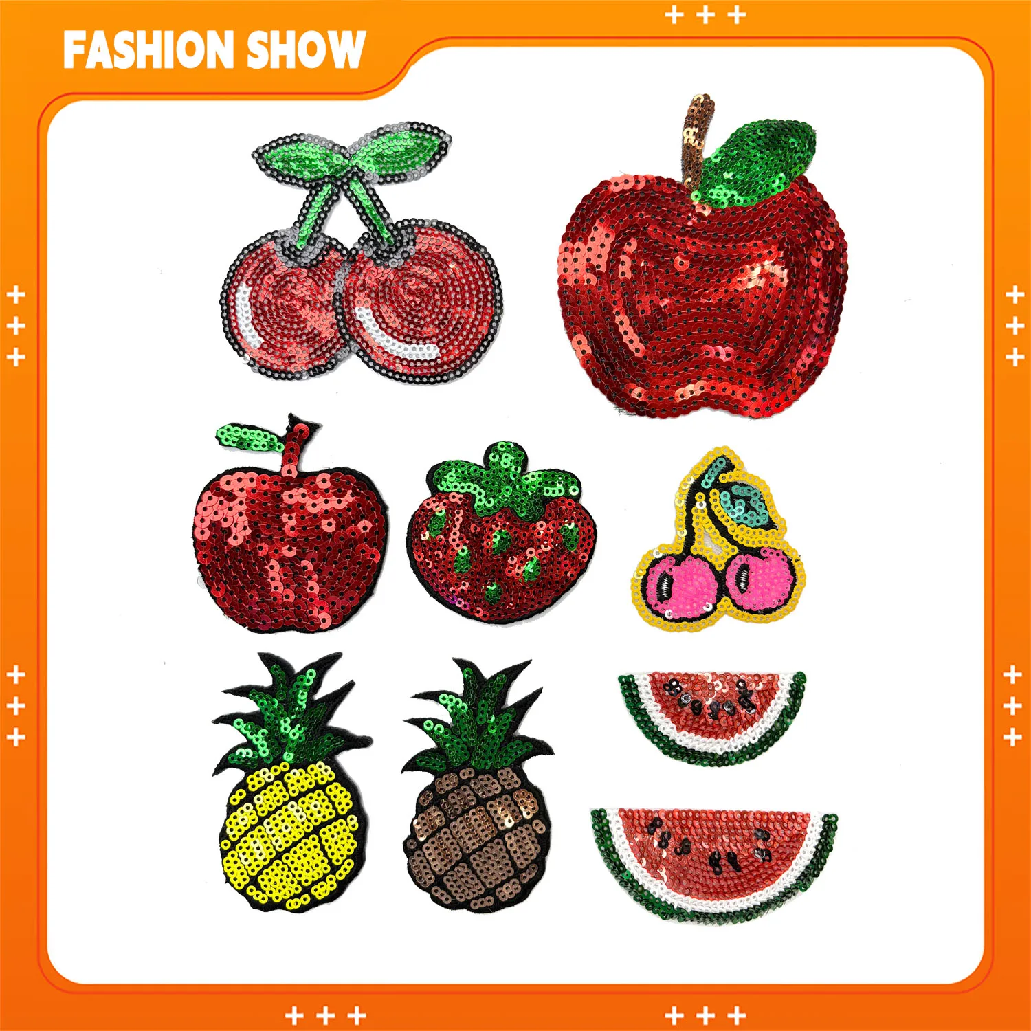 Fruit Series Embroidery Patches, Sequin Strawberry Cherry Patches, Iron-On and Hand-Sewn DIY Clothing Accessories Decorative Patches