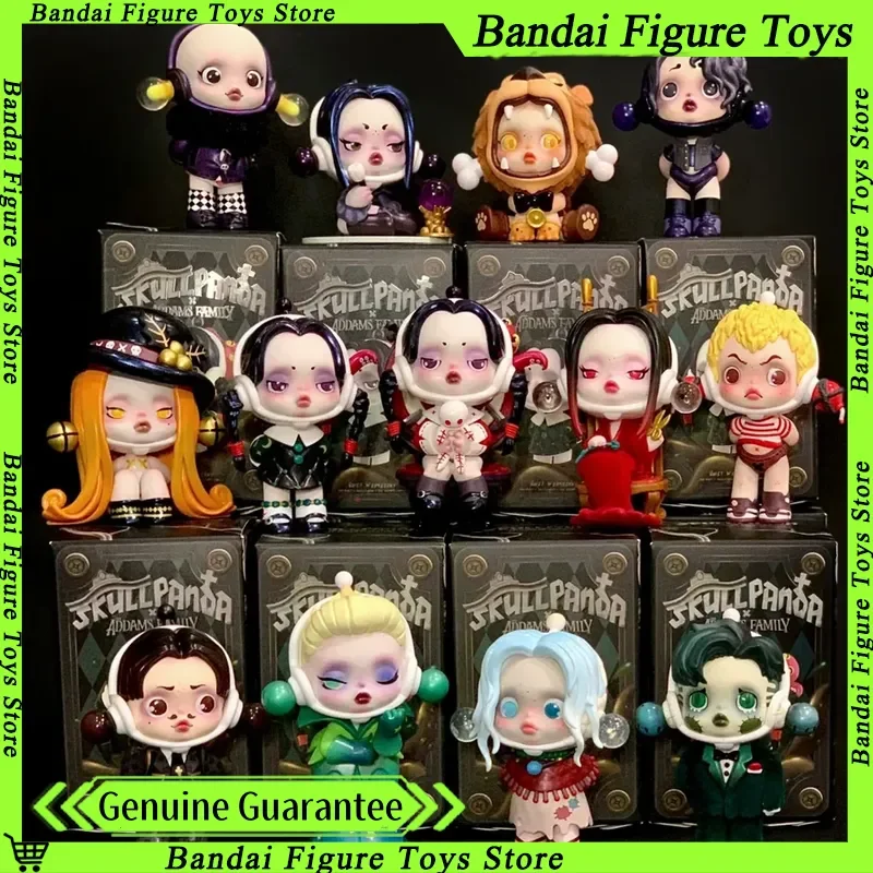 POPMART Skullpanda Addams Family Series صندوق أعمى مفاجأة صندوق غامض تخمين حقيبة اللعب Kawaii Sp تمثال نموذج ديكور هدية عصرية
