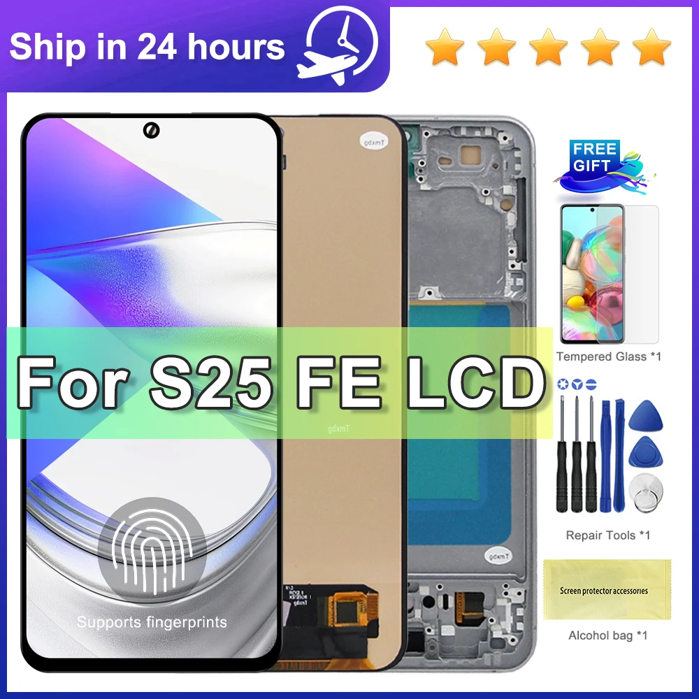for-samsung-s25-fe-5g-for-oled-sm-s731b-ds-lcd-display-touch-screen-with-frame-digitizer-assembly-replacement