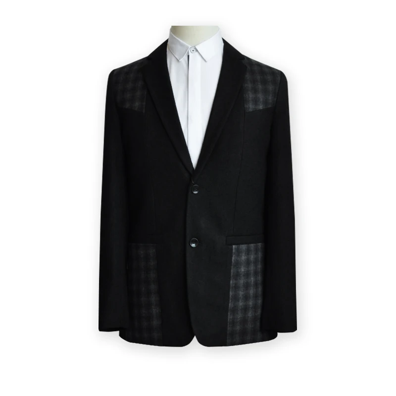 

Мужское шерстяное пальто на осень-зиму, повседневное, деловое, с контрастными вставками, на двух пуговицах, из смесовой шерсти, F27