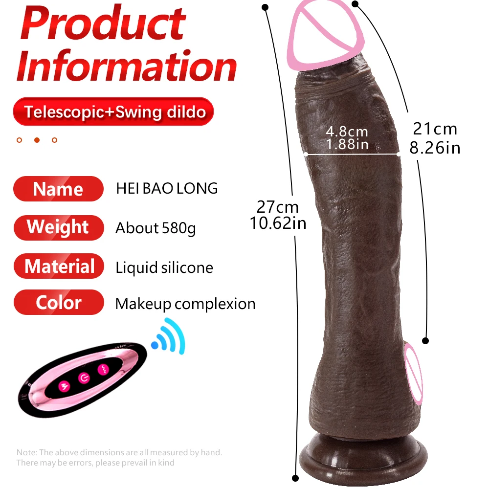 10.6in Long Realistic dildo Black vibrator penis telescopic Swing Heating silicone dildo remote control Dildo Vibrator for wome - Image 2
