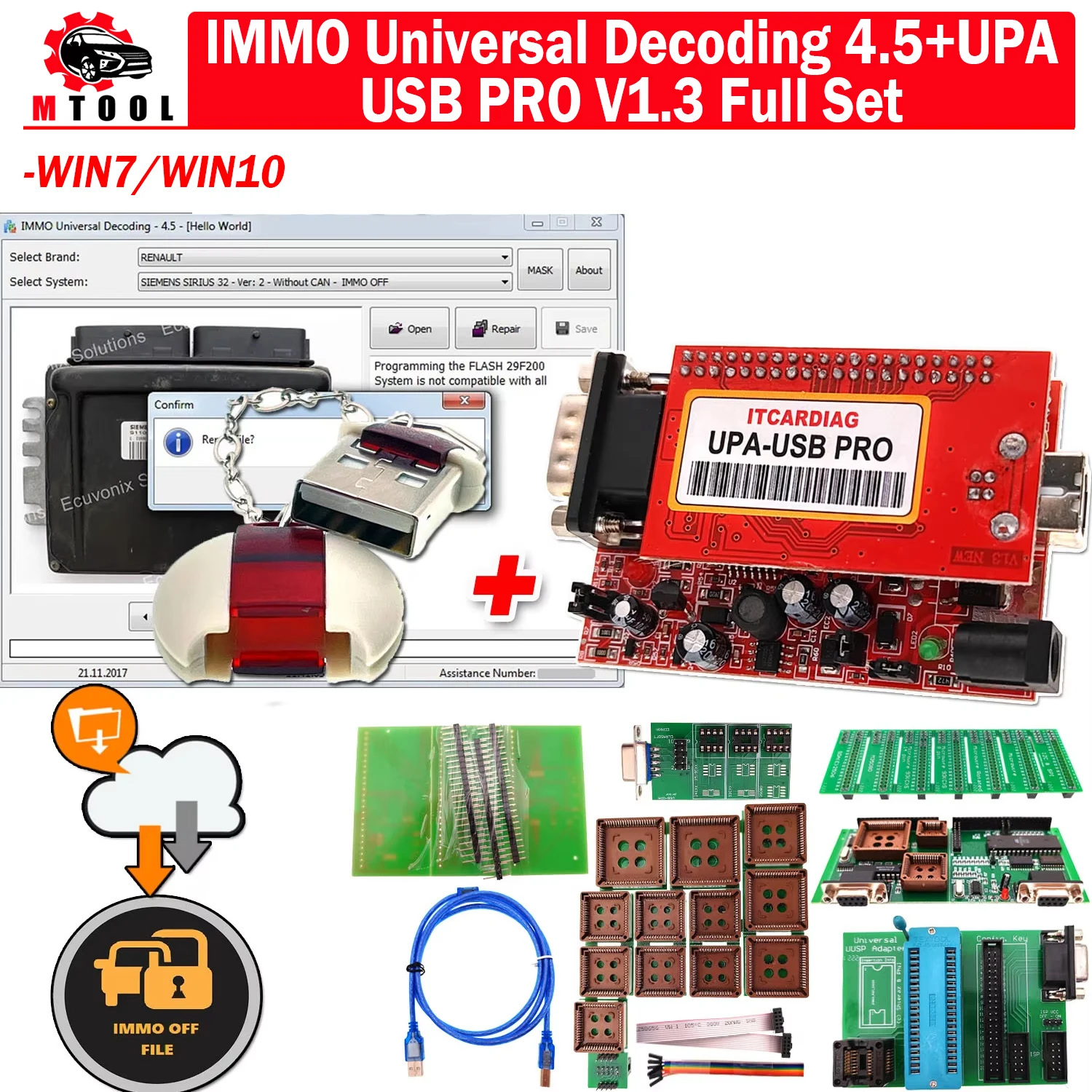 

IMMO Universal Decoding 4.5 IMMO off Software Remove IMMO Code of ECU Repair IMMO Code With UPA USB PRO V1.3 Add 350MB Scripts