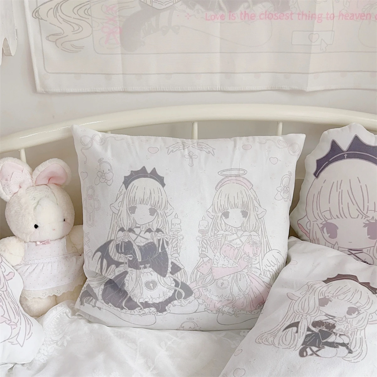 الكرتون فتاة الطباعة الرقمية غطاء الوسادة الخوخ الجلد المخملية غرفة المنزل أريكة المعيشة مكتب سيارة البساطة وسادة غطاء 45x45 سنتيمتر