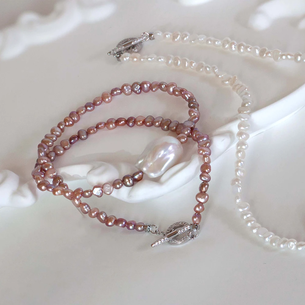 

Ожерелье из натурального пресноводного массивного жемчуга в стиле барокко, жемчуг 3-5 мм, короткий эффектный воротник, 16,6 дюйма PN021