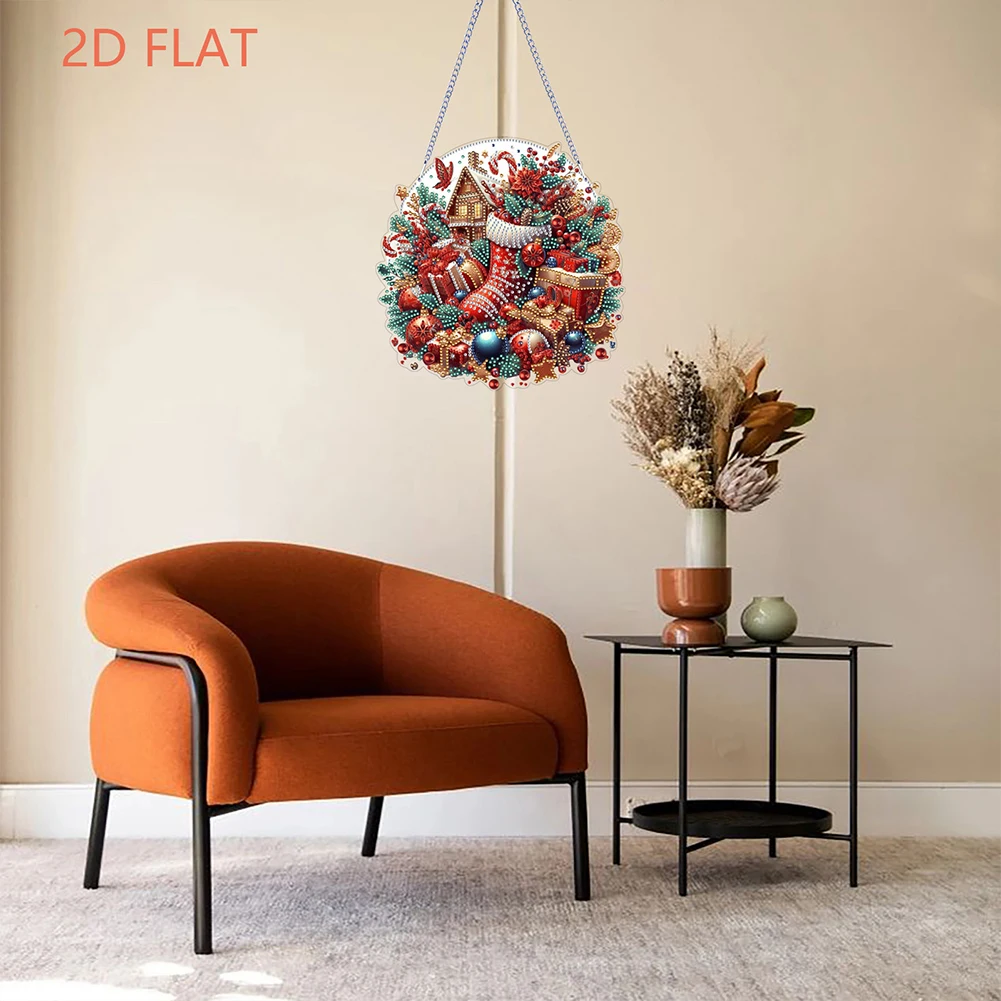 عيد الميلاد موضوع 2D/مسطحة DIY مزدوجة الوجهين معلقة الماس الفن أطقم حجر الراين الماس الفن نافذة المعلقات DIY بها بنفسك ديكور المنزل معلقة سحر #3
