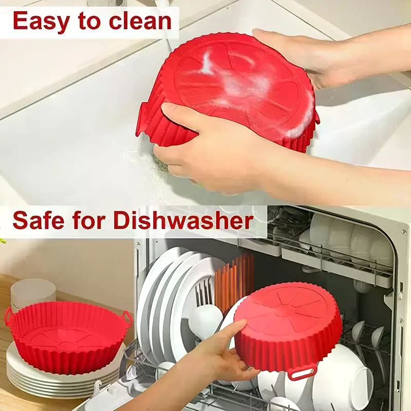 Air Fryer Silicone Tray Baking Mat Fried Basket Liner Pot Holder Grill Pan Replacement Bakeware Pizza Pan For Healthy Cooking view 5