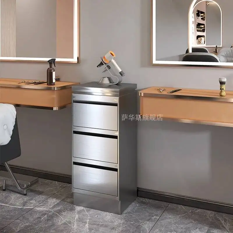 stainless Barber shop tool cabinet, hair salon special hair countertop, salon, double-layer steel cutting frame, gold 75/80CM