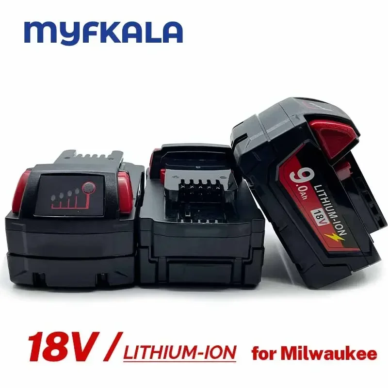 

2025 100% NewFor Milwaukee M18 Power Tool Battery, Charger, BR, XC, 18V, 6000mAh M18B5, 48-11-1860, Built-in 18650 Battery