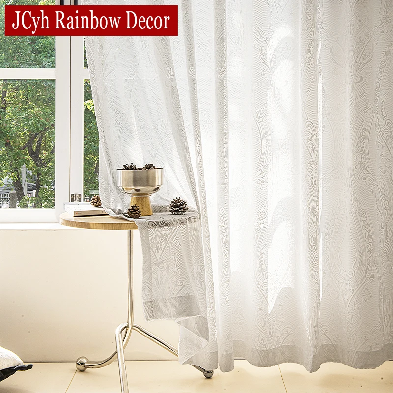 Hall White Voile Curtains for Girls Bedroom Living Room Velvet Sheer Curtain for Door Divider Private Semi Shading Mariage Decor